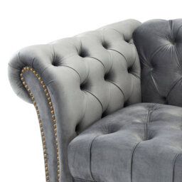Home Detail Mayfair Velvet Fabric 3 Seater Sofa, Grey - thumbnail 4