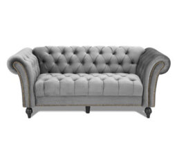 Home Detail Mayfair Velvet Fabric 3 Seater Sofa, Grey - thumbnail 2