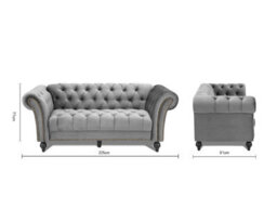 Home Detail Mayfair Velvet Fabric 3 Seater Sofa, Grey - thumbnail 7