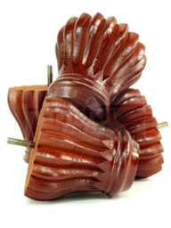 L&F Set Of 4 Replacement Furniture Bun Feet Mahogany Turned Wooden Legs 110mm High M10 (10mm) - thumbnail 6