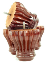 L&F Set Of 4 Replacement Furniture Bun Feet Mahogany Turned Wooden Legs 110mm High M10 (10mm) - thumbnail 3