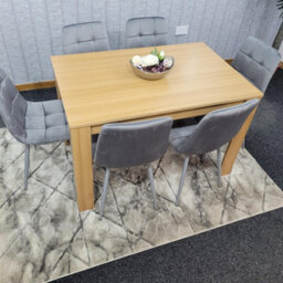 Kosy Koala Oak Effect Dining Table Set With 6 Grey Velvet Chairs Dining Room Furniture - thumbnail 9