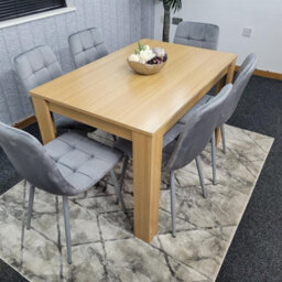 Kosy Koala Oak Effect Dining Table Set With 6 Grey Velvet Chairs Dining Room Furniture - thumbnail 8