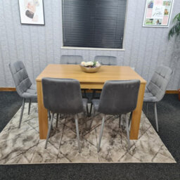Kosy Koala Oak Effect Dining Table Set With 6 Grey Velvet Chairs Dining Room Furniture - thumbnail 1