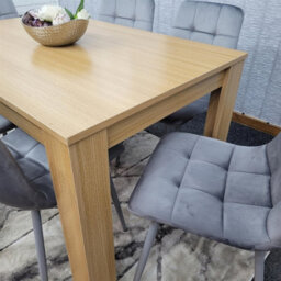 Kosy Koala Oak Effect Dining Table Set With 6 Grey Velvet Chairs Dining Room Furniture - thumbnail 7