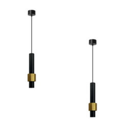 Modern Led Cylinder Pendant Light 5W Gold & Black Long Tube Chandelier For Dining Room, Shop, Bar Counter
