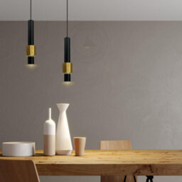 Modern Led Cylinder Pendant Light 5W Gold & Black Long Tube Chandelier For Dining Room, Shop, Bar Counter - thumbnail 2
