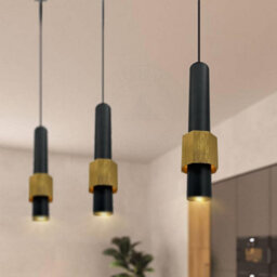 Modern Led Cylinder Pendant Light 5W Gold & Black Long Tube Chandelier For Dining Room, Shop, Bar Counter - thumbnail 4
