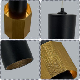 Modern Led Cylinder Pendant Light 5W Gold & Black Long Tube Chandelier For Dining Room, Shop, Bar Counter - thumbnail 7