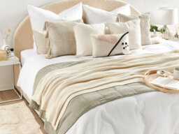 Beliani Blanket Asaka Cotton 130 X 180 Cm Beige - thumbnail 2