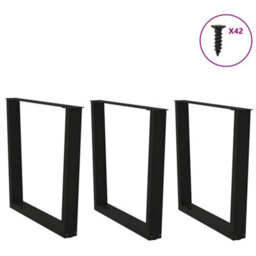 Berkfield Dining Table Legs V-Shape 3 Pcs Black 90X(72-73.3) Cm Steel - thumbnail 3