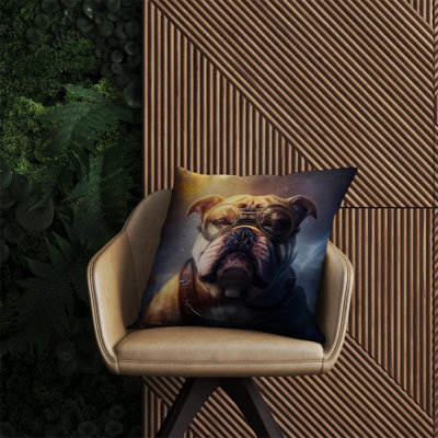 Warren Reed Designer Bulldog Splashart Golden Outdoor Cushion 60Cm X 60Cm