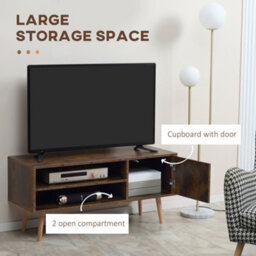 Homcom Tv Unit Cabinet For Tvs Up To 55Inches With Cupboard Shelves, Brown - thumbnail 4