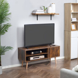 Homcom Tv Unit Cabinet For Tvs Up To 55Inches With Cupboard Shelves, Brown