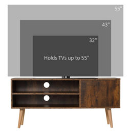 Homcom Tv Unit Cabinet For Tvs Up To 55Inches With Cupboard Shelves, Brown - thumbnail 7