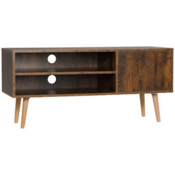 Homcom Tv Unit Cabinet For Tvs Up To 55Inches With Cupboard Shelves, Brown - thumbnail 2