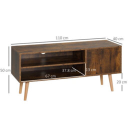 Homcom Tv Unit Cabinet For Tvs Up To 55Inches With Cupboard Shelves, Brown - thumbnail 3