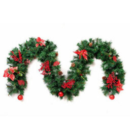Best Artificial Christmas 9Ft Red Decorated Christmas Garland Bannister Staircase Fireplace - thumbnail 7