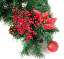 Best Artificial Christmas 9Ft Red Decorated Christmas Garland Bannister Staircase Fireplace - thumbnail 6