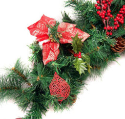 Best Artificial Christmas 9Ft Red Decorated Christmas Garland Bannister Staircase Fireplace - thumbnail 2