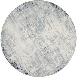 Livabliss Round Roma-Abstract Blue Grey Off-White Modern Marble Living Dining Bedroom Rug 200 X 200 Cm Easy Care, Non Shedding - thumbnail 1