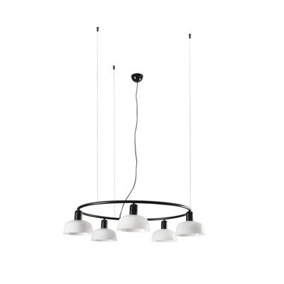 Luminosa Lighting Luminosa Tatawin Small 5 Light Cylindrical Pendant Ceiling Light Satin Black, Opal