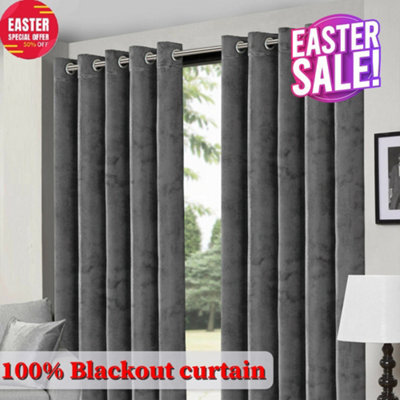 Ameha Grey Velvet Curtains 66X90 Inches Eyelet Ready Made Thermal Insulated Window Curtain Pair For Living Room Bedroom - image 1