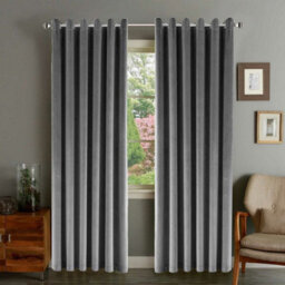 Ameha Grey Velvet Curtains 66X90 Inches Eyelet Ready Made Thermal Insulated Window Curtain Pair For Living Room Bedroom - thumbnail 7