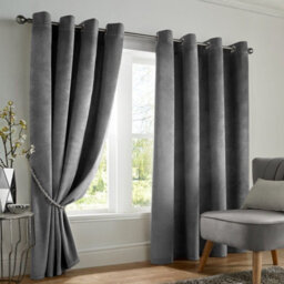 Ameha Grey Velvet Curtains 66X90 Inches Eyelet Ready Made Thermal Insulated Window Curtain Pair For Living Room Bedroom - thumbnail 9