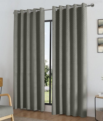 Luxury Living Temple Velvet Ring Top Curtains Silver - image 1