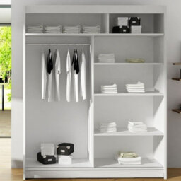 Westa V 150Cm Sliding Wardrobe With Mirrors White - thumbnail 3