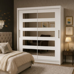 Westa V 150Cm Sliding Wardrobe With Mirrors White - thumbnail 1