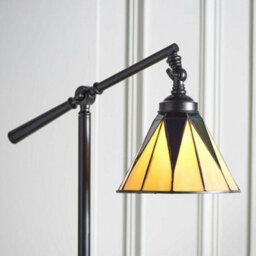 Tiffany Adjustable Swing Arm Floor Lamp Dark Bronze & Stained Glass Shade I00011 - thumbnail 3