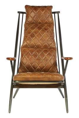 Orsina  Light Brown Leather Chair,luxe Accent Seat,occasional Chair With Ash Wood Armrests,ideal For Outdoor Use - image 1