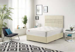 Somnior Beds Somnior Galaxy Linen Beige 2Ft6 Memory Foam Divan Bed With Mattress & Headboard - Small Single - thumbnail 1
