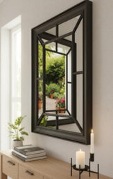 Biznest Large Black Window Wall Mirror Enchanted Window Style Hallway Wall Mirror 61X76 Cm - thumbnail 2