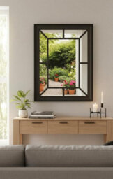 Biznest Large Black Window Wall Mirror Enchanted Window Style Hallway Wall Mirror 61X76 Cm - thumbnail 1