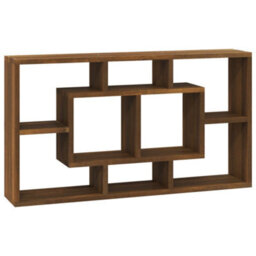 Berkfield Wall Display Shelf 8 Compartments Brown Oak - thumbnail 2