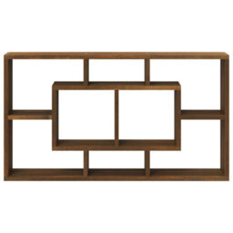 Berkfield Wall Display Shelf 8 Compartments Brown Oak - thumbnail 4
