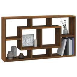 Berkfield Wall Display Shelf 8 Compartments Brown Oak - thumbnail 3