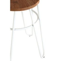 Orsina White Metal And Elm Wood Round Stool, Small Hairpin Stool, Versatile Metal Stool For Home, Office, Bedroom - thumbnail 5