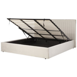 Beliani Ottoman Bed Fabric Vion 180 X 200 Cm (Eu Super King) Light Beige - thumbnail 1