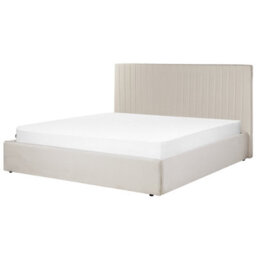 Beliani Ottoman Bed Fabric Vion 180 X 200 Cm (Eu Super King) Light Beige - thumbnail 4