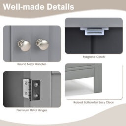 Costway Bathroom Floor Cabinet Freestanding Storage Cupboard With Double Door-Grey - thumbnail 6