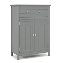 Costway Bathroom Floor Cabinet Freestanding Storage Cupboard With Double Door-Grey - thumbnail 2