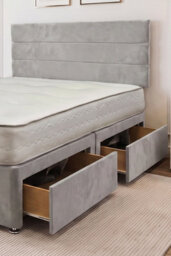 Knight Sleep York Silver Plush 4Ft6 Hybrid Sprung Orthopaedic Divan Bed Set 2 Drawers With Upholstered Headboard - Double - thumbnail 2