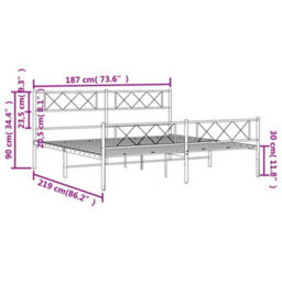 Berkfield Metal Bed Frame With Headboard And Footboard White 183X213 Cm - thumbnail 9