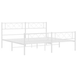 Berkfield Metal Bed Frame With Headboard And Footboard White 183X213 Cm - thumbnail 5