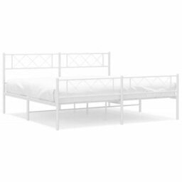 Berkfield Metal Bed Frame With Headboard And Footboard White 183X213 Cm - thumbnail 2