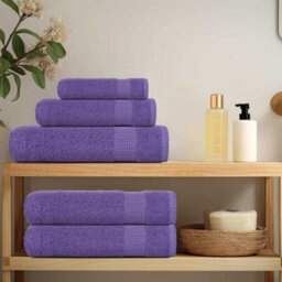 Berkfield Bath Towels 10 Pcs Purple 100X150 Cm 360 Gsm 100% Cotton - thumbnail 3